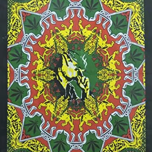 Fait à la main 30x45 pouces coton tapisserie Yoga homme racines méditant Fluorescent Vintage imprimé carré tenture Aubusson Design - Product Image 1