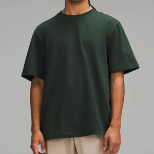 Nouvelle marque de luxe 100% coton T-shirt pour hommes tissu tricoté coupe ample petite goutte épaule surdimensionné nouveau Design - Product Image 1