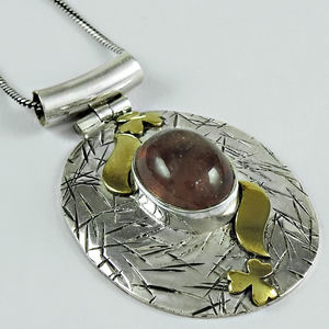 Pierre précieuse de tourmaline naturelle en argent sterling 925 Design unique Pendentif épais Bijoux faits à la main Fournisseurs de gros Prix d'usine - Product Image 1