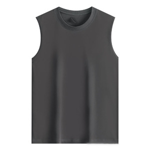 Logo personnalisé OEM broderie imprimé Summer230g gilet pur coton pour hommes couleur unie col rond sans manches T-shirt pour hommes - Product Image 5