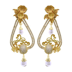 Pendientes de lujo chapados en mate AD antiguos, joyería elegante de latón para bodas, Exportación personalizada, diseño colgante Artificial de moda - Product Image 2