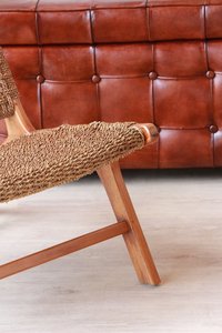 เก้าอี้เลานจ์ Hanamichi ทำจากไม้สักแข็งและเชือกทอที่มีผิวธรรมชาติสำหรับกลางแจ้ง - Product Image 4