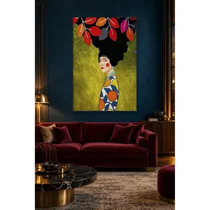 Fida, femme avec un collier sous des feuilles d'automne, impression sur toile - Product Image 5