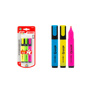 Mini 3 marcatori fluorescenti scalpello 1-4mm punta obliqua 5 colori assortiti materiale di carta plastica per uso scolastico - Product Image 1