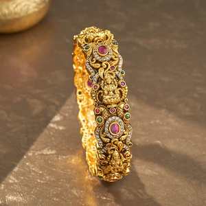 Antique Fashion Flower Bangle with Gold Polish for Women's Wedding Occasion 161443 - Product Image 1