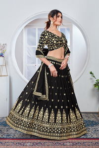 Qualité supérieure lavable fil paillettes broderie travail Faux Georgette Lehenga Choli femmes fête mariage porter indien Boutique Nx - Product Image 2