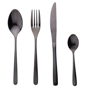 Set di posate Alyson Sibilla Nero Lucido da 24 pezzi - Elegante set di posate da 24 pezzi - Product Image 1