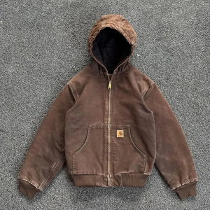 2025 haute qualité impression LOGO hommes sweats à capuche zippés lavage à l'acide Vintage coton surdimensionné Streetwear pull à capuche avec soleil délavé - Product Image 1