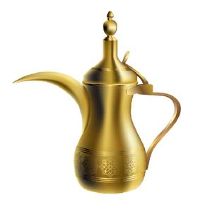 Cafetera Dallah de latón hecha a mano de alta calidad con grabado de níquel y acabado pulido para vajilla cafetera árabe - Product Image 6