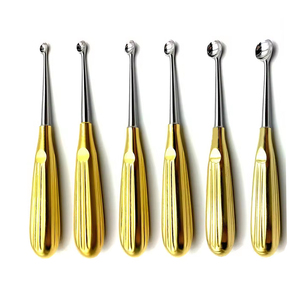 Curette osseuse chirurgicale orthopédique 17 cm coupe ovale pointue à tige droite matériau en acier inoxydable poignée dorée norme de sécurité MOL - Product Image 1