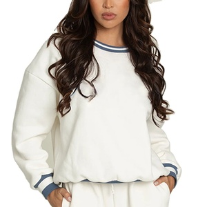 Sweat-shirt unisexe à col rond en coton 100% de 320 g/m², lourd, surdimensionné, ample, décontracté pour l'automne - Product Image 4