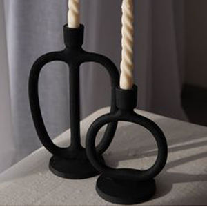 Le plus récent ensemble de 2 anneaux de bougeoir en fer noir mat automne Halloween chandelier pièce centrale lanternes à la main - Product Image 4