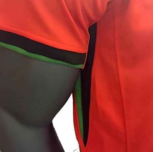 Men's Red Soccer Jersey Kit Set with Green Shorts and Socks Number 7 Sublimated Print Moisture Wicking Polyester Uniform - Product Image 2
