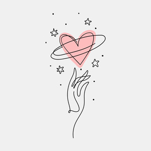 Made In Germany - Home Decor <b>Canvas</b> <b>Picture</b> Oneliner Hearts With Hand - Wall Mural In White And Pink - Stretcher <b>Frame</b> Art - Product Image 5