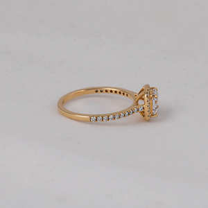 Anillo de Compromiso y Boda con Halo de Diamantes Cultivados en Laboratorio, Corte Asscher, Chapado en Oro Sólido de 14 Quilates, Estilo Clásico, Certificado IGI, 2.0-2.3 Gm - Product Image 4