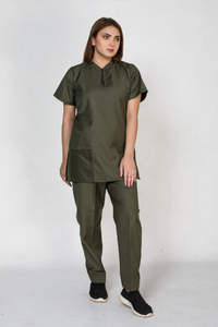 Ensemble d'uniformes de gommage d'allaitement en polyester/coton sur mesure de couleur verte armée - Product Image 2