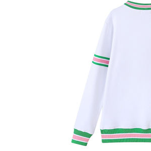 AKA White Stripe Chenille Crewneck Fraternity Nupe Pocket Premium Greek Apparel from Vendor alpha kapa alpha - Product Image 5