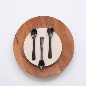 Cuillères à couverts en bois de corne de buffle pour café thé glacé salade thé de l'après-midi-cuillères à vaisselle - Product Image 4