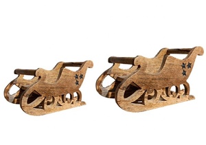 Venta caliente personalizado hecho a mano elegante mesa de Navidad artículos de regalos decorativos Carro de Papá Noel de madera con tema de Metal precio al por mayor - Product Image 2