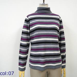 เสื้อสเวตเตอร์ไหมพรมคอสูงทรงหลวมสไตล์ลำลองสำหรับผู้หญิง ขายส่ง ผลิตจากขนสัตว์ 100% แขนยาว ดีไซน์ถักลาย 9 สี - Product Image 1