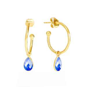 Wholesale Women's Lapis Lazuli Teardrop Gemstone <b>Earrings</b> 8x10mm <b>Sterling</b> <b>Silver</b> Gold Plated Dangle Trendy Wedding Gift Idea - Product Image 1