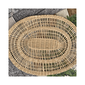 พรมปูพื้นทรงกลมถักด้วยหญ้าทะเลแบบธรรมดาและพรมปูพื้นสีเทาทึบ - Product Image 6