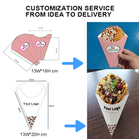 Support pour gaufres bulles, emballage en cône, papier couché imprimé personnalisé, papier alimentaire, emballage pour crêpes, jetable, biodégradable