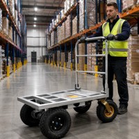 Chariot de transport électrique pliable robuste à quatre roues en métal - Conception compacte pliable, accessible aux ascenseurs, transport monopersonnel