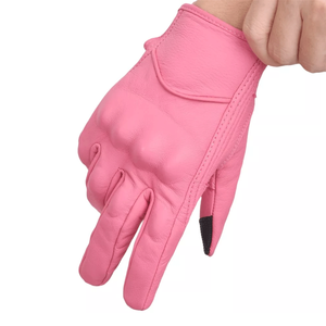 Women Biker Gloves Pink Outdoor Motobike Gloves Motorcycle Auto Racing Wear Genuine Leather Gloves For Women - Product Image 4