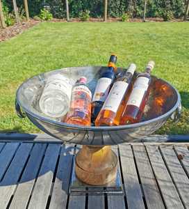 Cubo de hielo de aluminio sólido Chapado en plata, cubo de hielo de champán decorado para boda en Base de madera para Bar/hogar/Fiesta en la piscina - Product Image 4