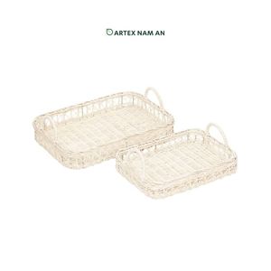 Bandejas de Almacenamiento de Ratán Tejidas a Mano con Asas para Uso Doméstico - Product Image 4