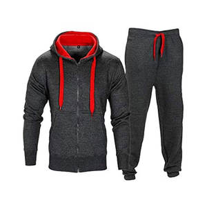 Ensemble de survêtement en molleton à panneaux contrastés pour homme, haut zippé à manches longues et pantalon de jogging en cordon pour la salle de sport, la course à pied et les vêtements décontractés - Product Image 1