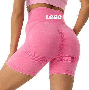 กางเกงขาสั้นออกกำลังกายโยคะสำหรับผู้หญิง ผ้าสแปนเด็กซ์/ไนลอน แห้งเร็ว ทรงสลิม เอวกลาง แต่งโลโก้ตามสั่ง ลวดลายฟรอสต์  พร้อมเชือกผูกเอว - Product Image 3