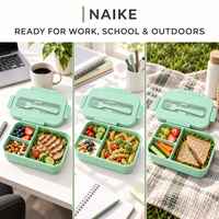 Boîte à repas compartimentée avec porte-fourchette intégré en paille de blé, boîte de rangement alimentaire pour étudiants, adultes, bureau et restauration