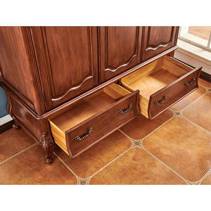 ワードローブ<span class=keywords><strong>3</strong></span>ドアは、ベッドルーム、リビングルーム、屋内で使用するためのダークブラウン色の高品質のマホガニー材で作られています。 - Product Image 4