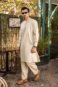 Ensemble Salwar Kameez pour hommes, Kurta pakistanais pour hommes, ensemble Shalwar en tissu de coton, pyjamas prêts à porter - Product Image 2