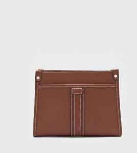 Tan Brown Genuine Leather Vintage Lady Crossbody <b>Bag</b> Minimalist Rectangular Wide <b>Strap</b> Shoulder Travel Satchel Zipper Water - Product Image 3