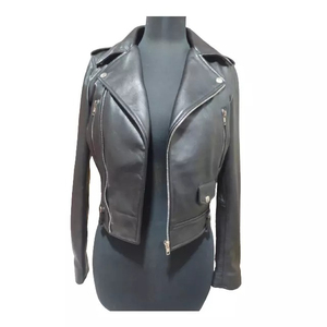 Chaqueta de cuero genuino para mujer con cremallera Precio al por mayor Chaqueta de diseñador de buena fabricación para forro de poliéster de invierno - Product Image 2