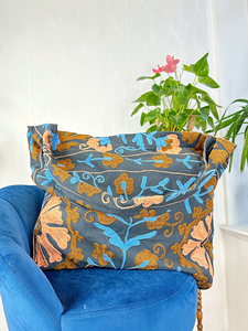 Suzani ผ้าฝ้ายขนสัตว์มือปักขนาดใหญ่Hobo Toteจิตรกรที่ยั่งยืนทนทานร้านขายของชําBohoครีมมะรุมพีช - Product Image 5