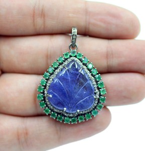 Pendentif en argent sterling 925 avec tanzanite naturelle, motif feuille sculptée lisse, serti clos, bijou romantique et tendance, idéal comme cadeau - Product Image 3