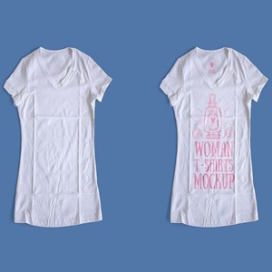 OEM Femmes à la mode couleur unie col rond manches courtes Sexy personnalisé haute qualité T-shirt coton polyester col rond T-shirt - Product Image 4