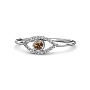 Round Cut Natural Smoky Quartz Lab Grown IGI Certified VV S VS Diamante 14k Promise Anel de Ouro Sólido Para O Casamento