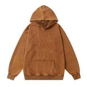 Sweat à capuche personnalisé pour hommes délavé à l'acide avec bouton pression 100% coton Pull grande taille vierge à épaules tombantes Sweat à capuche surdimensionné pour hommes Basics - Product Image 1