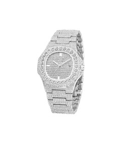 Reloj de pulsera de cuarzo de acero inoxidable de cristal de lujo Unisex estilo Hip Hop Iced Out Fashion Business para fanáticos del deporte y las antigüedades - Product Image 3