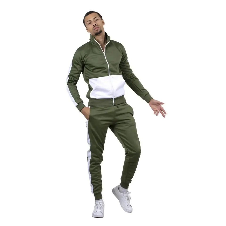 OEM Design Moda Melhor Fabricado 100% Velo Homens Jogging Zipper Top Bottom Tricô E Hoodie Sweatsuit Set