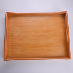 Solid Wood Curved Serving Tray Rectangular Food Display Platter With <b>Side</b> Handles for Candy Snacks Dessert - Product Image 3
