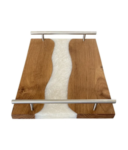 Plateau de service en bois et résine époxy, prix de gros d'usine, vaisselle, utilisation à domicile, hôtel, restaurant, plateau en bois d'acacia de qualité supérieure - Product Image 2