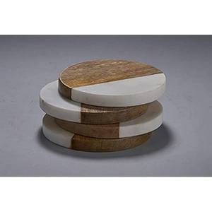 Sous-verre carré en métal incrusté de marbre Sous-verre en pierre de luxe pour tasse à thé Sous-verre en pierre et incrustation en métal Taille personnalisée - Product Image 4