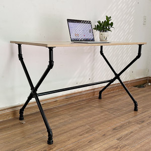 Wooden Industrial X-Shaped Pipe Leg <b>Foldable</b> <b>Office</b> <b>Desk</b> for Home <b>Office</b>-HBON010 - Product Image 4