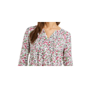 Top Plissettato con Stampa Floreale Charter Club per Donna, Taglia Unica, Drappeggiato e Arricciato, Formale, Disponibile su Ordinazione, Taglie XS S XL, Colore Bianco - Product Image 2